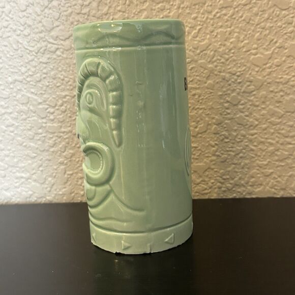 Bacardi Rum Tiki Totem Tumbler Cup Mug Mint Green Ceramic 16 Oz - Picture 2 of 7